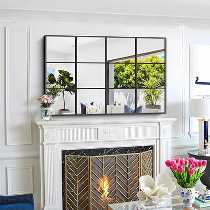 Rectangle Mirror, 30" x 48", Wall Mounted, Black Aluminum Framed, Modern Style for Bedroom, Living Room, Bathroom