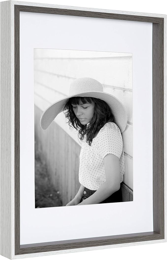 Kate and Laurel Gibson Transitional Frame Set, Set of 4, 11" x 14", White and Gray, Casual Frames for Any Room in The Home