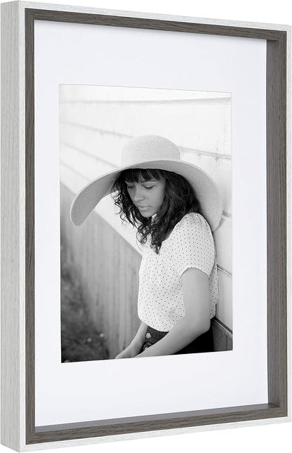 Kate and Laurel Gibson Transitional Frame Set, Set of 4, 11" x 14", White and Gray, Casual Frames for Any Room in The Home