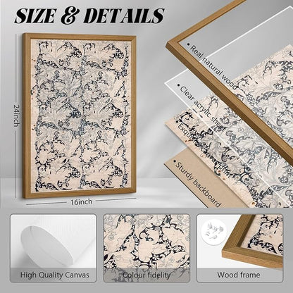 Vintage Botanical Wall Art Prints Set of 2 Antique Sketch Wall Art Decor Neutral Flower Canvas Wall Art Floral Pictures Farmhouse Painting Vintage Floral Artwork for Room Bedroom 16x24 Inch Framed