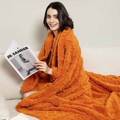 Aganear Flannel Throw Blanket - 50"x60" Orange Blankets Boho Decor Cozy Soft Bedding for Warm Present for Tennessee Vols, Christmas, Halloween, Housewarming