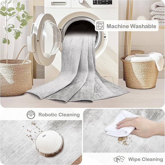 Area Rugs 9x12 Living Room: Washable Rug Modern Abstract Large Rugs Soft Non Slip Neutral Rug Stain Resistant Indoor Carpet for Bedroom Kitchen Dining Room Home Office Rugs(Grey,9'x12')