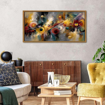 Framed Graffiti Abstract Canvas Wall Art Modern Minimalist Painting for Bedroom Watercolor Neutral Fantasy Circle Vortex Picture Wall Decor Geometric Artwork for Bathroom Living Room Decoration 24x48