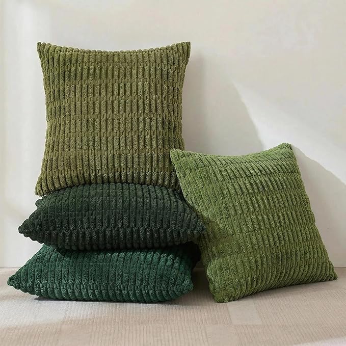 Fancy Homi 4 Packs Decorative Throw Pillow Covers for Living Room Couch Bed, Modern Farmhouse Boho Home Décor Accent Cushion Case, 16" x 16", Green Series