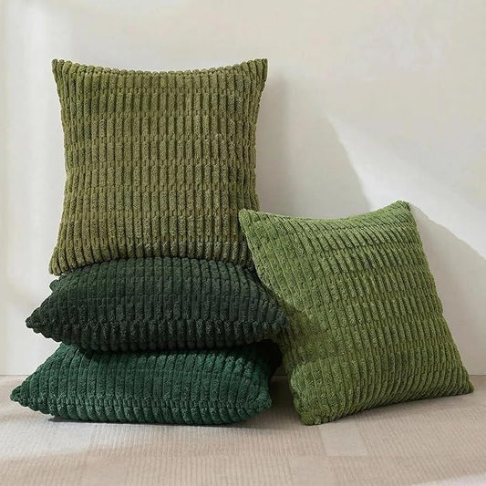 Fancy Homi 4 Packs Decorative Throw Pillow Covers for Living Room Couch Bed, Modern Farmhouse Boho Home Décor Accent Cushion Case, 24" x 24", Green Series
