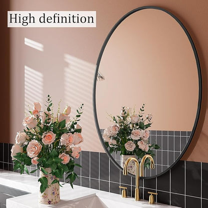AUYHM Oval Mirrors,Oval Bathroom Mirrors,24x36 Mirror Bathroom Black,espejos decorativos de pared,Bathroom Mirrors for Over Sink(Black)