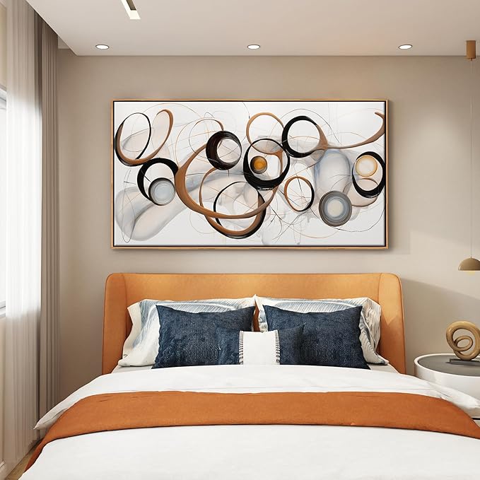 Framed Wall Art Living Room Wall Decor Framed Abstract Canvas Wall Art Bedroom Wall Decor Above Bed Office Decorations for Work Modern Artwork 24×48IN Wood Frame