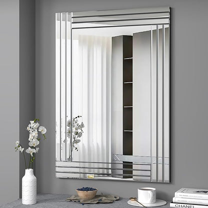 Decorative Wall Mirror Gorgeous Silver Mirror for bedrooms, bathrooms, entryways hallways, Living Room and Dining Room Walls “40x28”