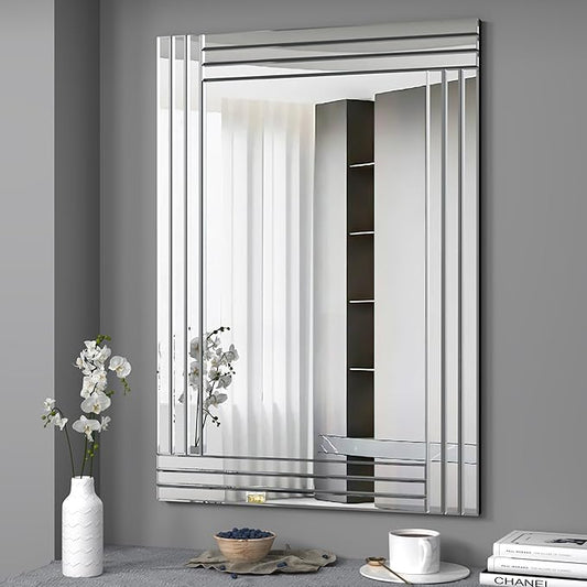 Decorative Wall Mirror Gorgeous Silver Mirror for bedrooms, bathrooms, entryways hallways, Living Room and Dining Room Walls “40x28”