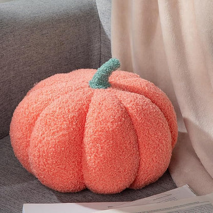 Kajaia 1 Pcs Simulated Pumpkin Plush Pillow 11 x 9.5 Inch 3D Cushion Fall Decorations Stuffed Throw Pillows Toy for Fall Halloween Thanksgiving Bedroom Sofa Couch Supplies (Pink)