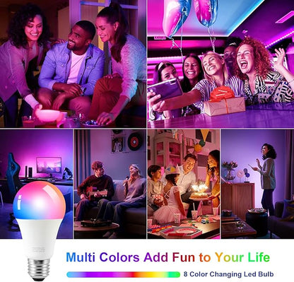 Ambimall 64'' Floor Lamps for Living Room with Remote Control and RGB + Stepless Dimmable Colors Temperature & Brightness, 9W Smart Bulb Included(White Shade & Black Pole)