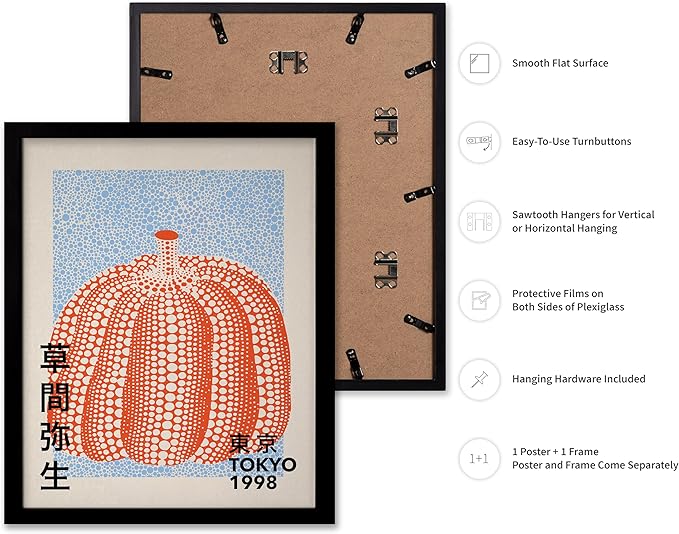 Poster Master Vintage Poster - Pumpkin Forever Print - Tokyo Art - Infinity Dots Art - Chic Gift for Men, Women - Perfect Decor for Living Room, Bedroom, Office, 11x14 Black Framed
