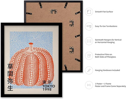 Poster Master Vintage Poster - Pumpkin Forever Print - Tokyo Art - Infinity Dots Art - Chic Gift for Men, Women - Perfect Decor for Living Room, Bedroom, Office, 11x14 Black Framed
