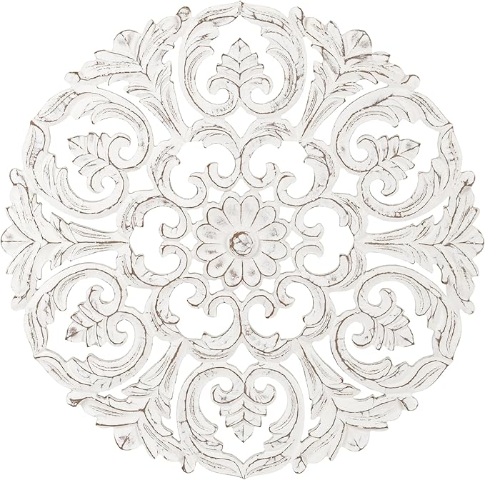 JFY Designs Wall Medallion - Wooden Wall Decor, Hand Carved & Embossed Decorative Wall Sculpture, Boho Farmhouse Wall Art, Perfect for Home, Office or any Living Space