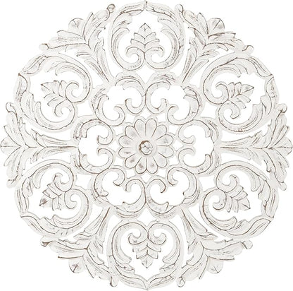 JFY Designs Wall Medallion - Wooden Wall Decor, Hand Carved & Embossed Decorative Wall Sculpture, Boho Farmhouse Wall Art, Perfect for Home, Office or any Living Space