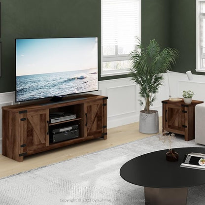 Furinno Cabinet Stand with Storage for TV up to 65 Inch, 70 Inch, Rustic Brown
