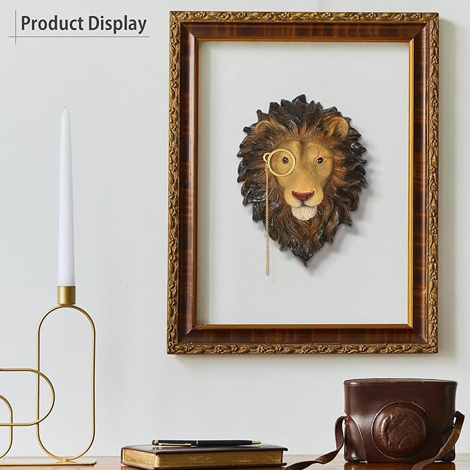 UITWMKTG Simulated Animal Head Wall Decor Colored Animal Sculptures Wall Mount 3D Wall Art Decoration for Home Bedroom Living Room Decor Lion