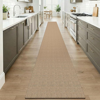 KOZYFLY Boho 2x20 Runners Rugs for Hallway, Extra Long Washable Runner Rug, Woven Non Slip Kitchen Runner, Cotton Entryway Rug, Floor Carpet for Entry, Aisle, Hall, Orange Beige/Tan/Brown