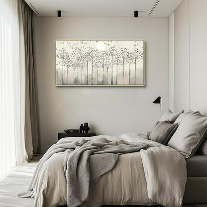 Scenery Abstract Wall Paintings Framed Canvas Wall Art For Living Room Large Office Wall Decor For Bedroom Wall Decorations Pictures Artwork Canvas Prints Boho Home Wall Decor Natural Wood Framed