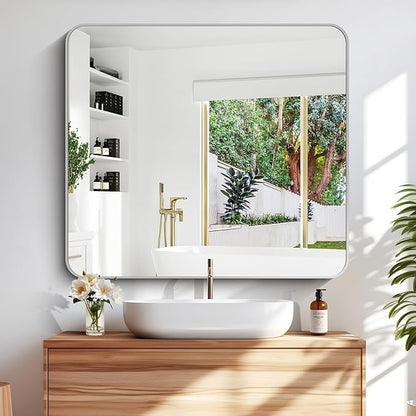DESBING 40" x 36"Bathroom Mirror, Silver Wall Mirror with Metal Frame, Decorative Rectangular Vanity Mirror for Bedroom Bathroom Living Room Entryway (Horizontal/Vertical)