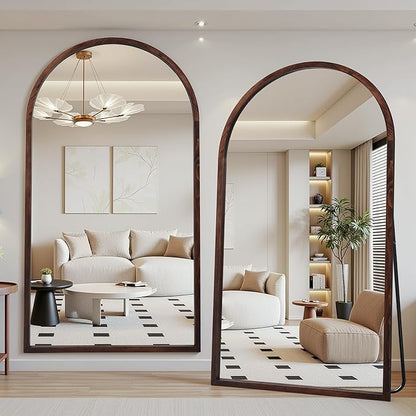 Suidia Full Length Mirror, Oversized Floor Mirror with Solid Wood Frame, Large Standing Mirror for Bedroom Living Room, Wood Antique Style, Dark Walnut, 82" L x 44" W