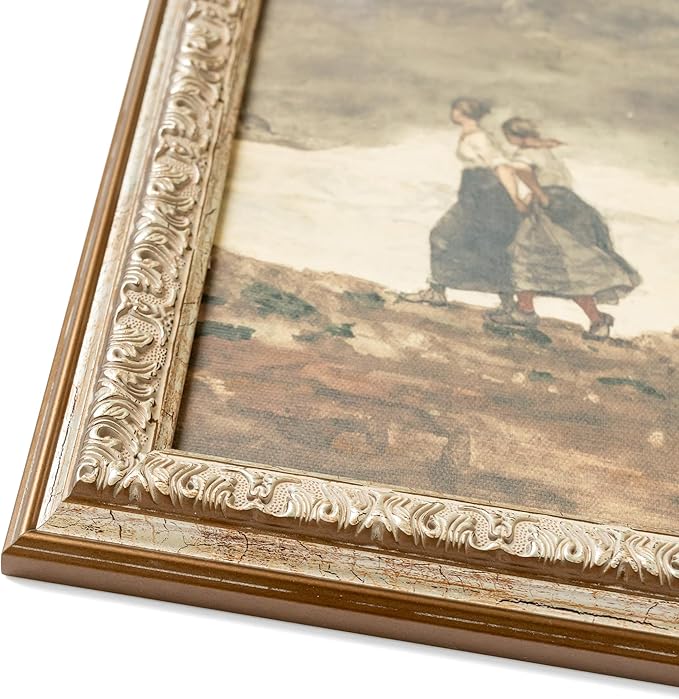 Petal Lane Antique Wall Decor - 12x10 Framed Antique Decor - Make Your Own Gallery Wall Frame Set - Dark Academia Wall Decor - Canvas Wall Art with Vintage Frame (Sisters)