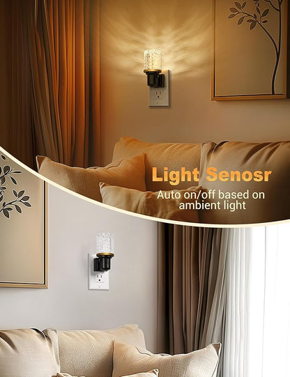 JandCase LED Night Light, Dimmable Night Lights Plug into Wall, Modern Nightlight with Auto On Off Light Sensor, 3000K Soft White Night Light 0-100LM Brightness for Bathroom Hallway Bedroom Decor