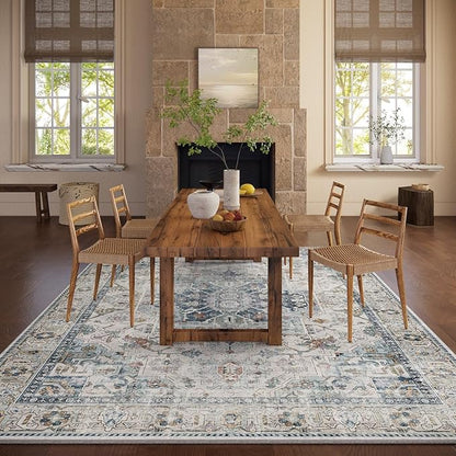 palohom 10x12 Area Rugs for Living Room: Large Area Rug Washable Stain Resistant Non Slip Distressed Vintage Low Pile Faux Wool Soft Rugs for Bedroom Farmhouse Dining Room Kids Playroom Nursery