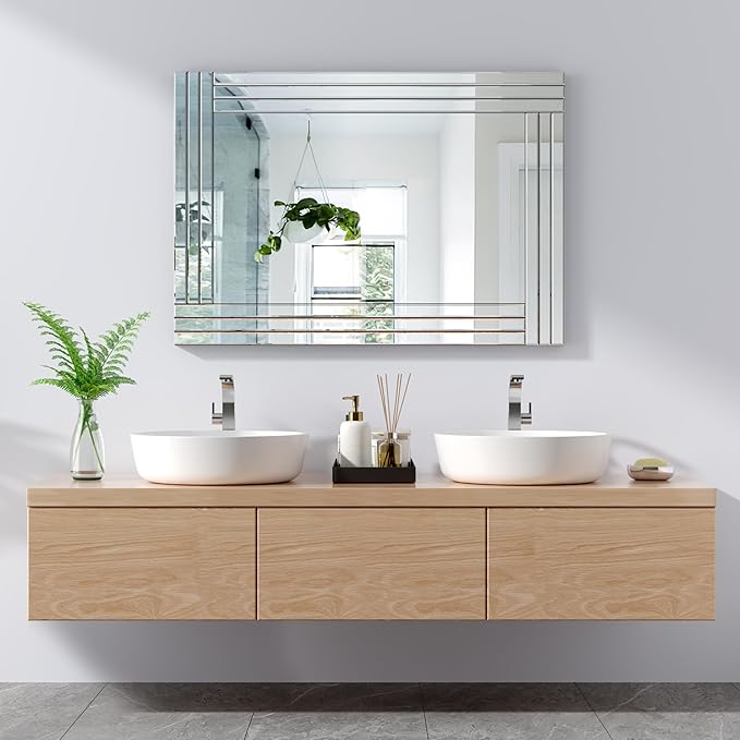 Decorative Wall Mirror Gorgeous Silver Mirror for bedrooms, bathrooms, entryways hallways, Living Room and Dining Room Walls “40x28”