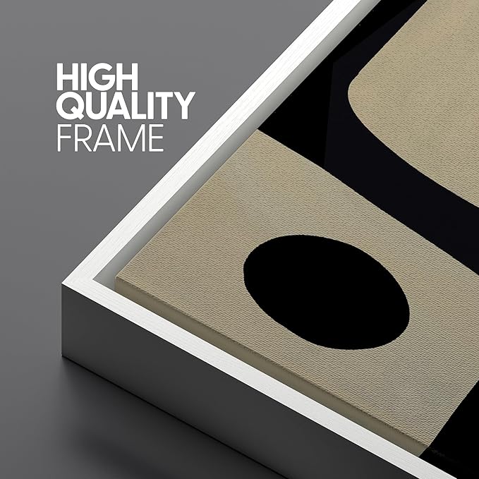 SIGNLEADER Framed Canvas Print Wall Art Set Black Geometirc Block Abstract Shapes Illustrations Minimal Decorative Bohemian Nordic for Living Room, Bedroom, Office - 16"x24"x3 WHITE