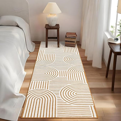 ROYHOME Modern Rug 2.5x8 Runners for Hallways, Abstract Kitchen Runner Rugs Non Slip Bath Runner, Rainbow Washable Rug for Bedroom, Soft Long Rugs for Entryway Bathroom Laundry Dorm, Orange