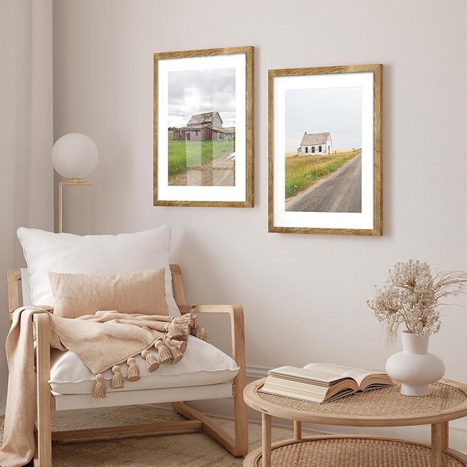 iRahmen 24x30 Poster Frame with 18x24 Mat - Plexiglass Wooden Picture Frames for Photo Wall Gallery Mounting (Rustic Brown, Set of 2)