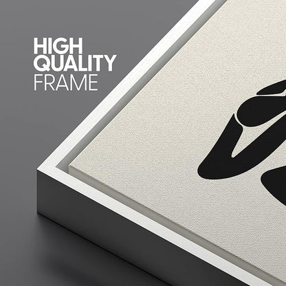 SIGNLEADER Framed Canvas Print Wall Art Set Duotone Matisse Dancer Flower Plant Collage Abstract Shapes Illustrations Modern Art Boho Decorative for Living Room, Bedroom, Office - 24"x36"x3 WHITE