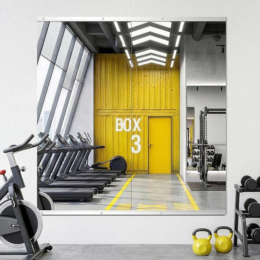Home Gym Mirror for Wall, 50"x25"-2 PCS Full Length Workout Mirrors, Tempered Glass, HD Reflection, Large Frameless Body Mirror for Home Gym, Garage, Yoga, Dance, Bedroom(Silver)