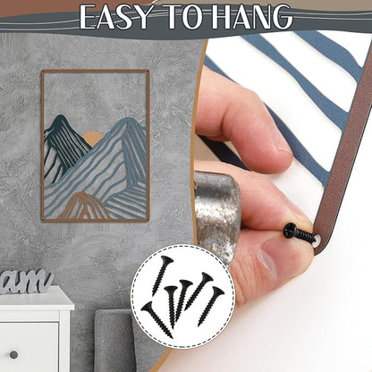 Peryiter 3 Pcs Metal Wall Art Decor Landscape Mountain Wall Hanging Decor for Living Room Abstract Minimalist Modern Mountain Line Pictures Bathroom Office Home Gifts Indoor(Vibrant Colors)