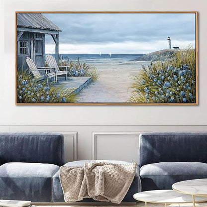 Coastal Wall Art for Living Room - Framed Vintage Wall Decor for Bedroom - Beach Canvas Artwork - Large Ocean Wall Art Beach Pictures - Ideal for Bedroom Decor Above Bed 20×40IN