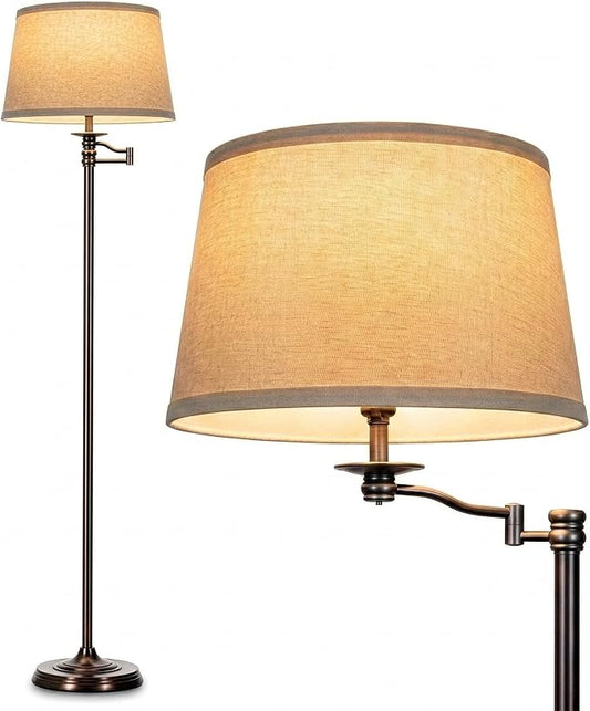 Brightech Caden LED Floor lamp, Great Living Room Décor, Tall Lamp With Swing Arm, Classic Lamp for Living Rooms & Offices, Industrial Standing Lamp for Bedroom Reading - Bronze