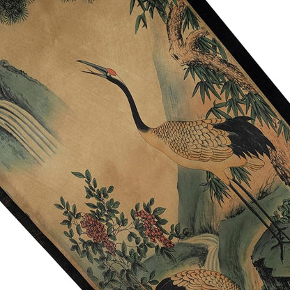 CIFIBIFUN Wall Asia Art Prints Posters Painting Eagle Crane Waterfall,4 Panels Paper Scroll,Home Walls Decor for Living Room Bedroom (Japan Painting)
