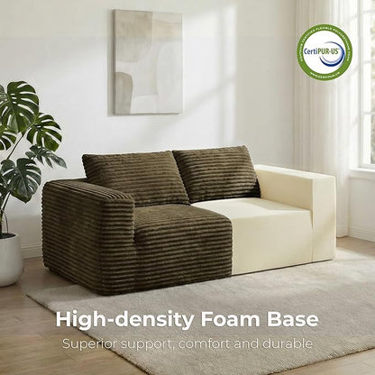 LIKIMIO Liorin Plush 71" Luxury Corduroy Boneless Cloud Couch, No Assembly Small Space Loveseat for Apartment, Office & Living Room, Brown