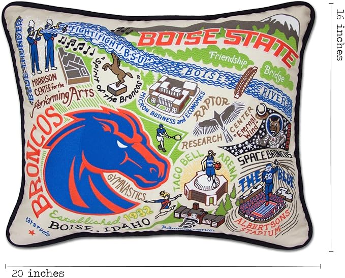 Catstudio Boise State University Collegiate Embroidered Decorative Throw Pillow