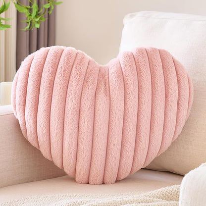 Heart Pillow, Heart Shaped Pillow with Soft Plush for Couch Bed, Decorative Throw Pillows for Bedroom Livingroom, Cozy Heart Pillows Home Decor Pillow Cushion (Grey Pink, Mini 12.9" x 9.8")