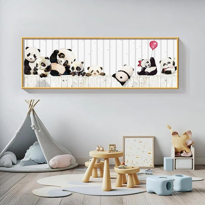susimond Abstract Canvas Wall Art, Large Modern Painting for Living Room & Bedroom Decor - Ready to Hang (Cartoon Panda, 63" L x 20" W)