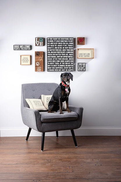 Primitives by Kathy Rustic Wooden Decor Sign - 'Dogs Welcome, People Tolerated' - Office/Farmhouse Decor, Dog Lovers Gift, 5"
