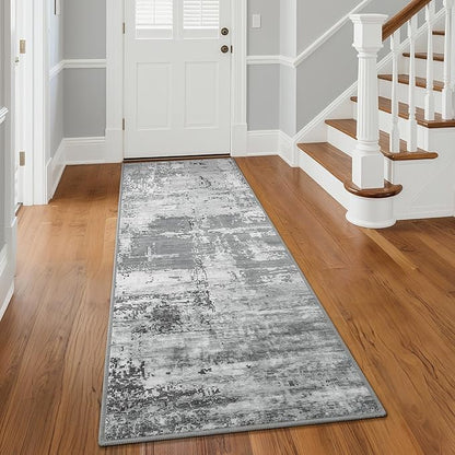 HOMORE 2x6 Runner Rug for Kitchen Hallways Runners Rugs,Grey Area Rug Non Slip Washable Rugs for Entrway Soft Abstract Carpet for Entrance Bedroom Living Room Bathroom Dorm