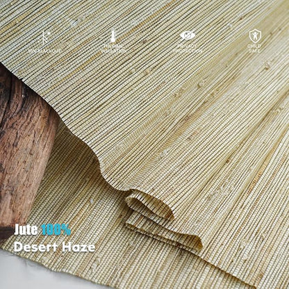 Motorized Bamboo Roman Shades, Motorized Blinds with Remote Compatible with Homekit, Alexa GoogleHome, Smart Wood Woven Shades for Indoor Windows, Customize, Desert Haze