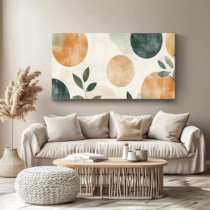 Iallbin Abstract Canvas Wall Art, Large Wall Art for Living Room, for Wall Modern Paintings Wall Decor Living Room (Abstract, Orange and beige, 58L x 29W)