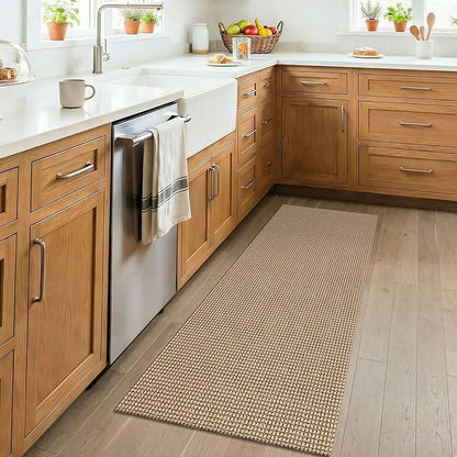 KOZYFLY Boho 2x4 Entry Runner Rug, Small Washable Runners for Entryway, Non Slip Door Mat Indoor Entrance, Front Porch Carpet for Foyer, Kitchen, Bedroom, Bathroom, Orange Beige/Tan/Brown