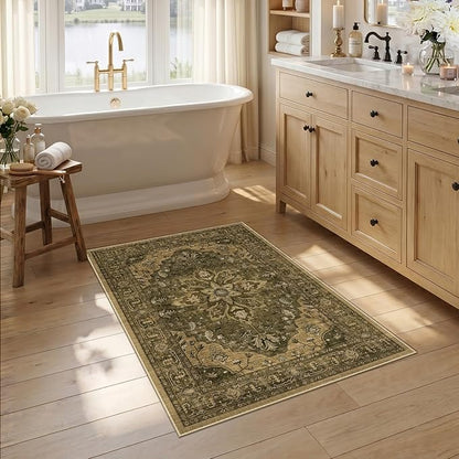 RELEANY Area Rugs 2'6"x4' Kitchen Rugs Entry Rug Small Rugs for Entryway Kitchen Bathroom Door Mat Indoor Entrance,Washable Non Slip, Brown Dark Brown