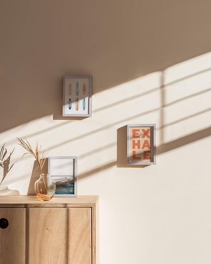 HAUS AND HUES 4x6 Silver Metal Picture Frames - Photo Frames 4X6 - Features Premium Aluminum, Vertical Hanging, Easel Back for Tabletop, Home, Office (4x6 in, Silver, Set of 3)