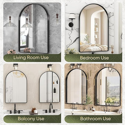 Suidia 2-Pack 22" x 30" Bathroom Mirror, Bathroom Vanity Mirror Metal Framed, Wall-Mounted Mirrors for Bedroom, Living Room, Entryway, Hallway, Black, Arch Style